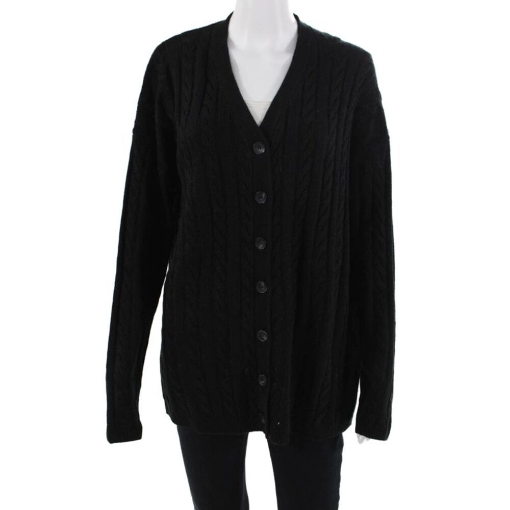 Rachel Parcell Unisex Black V-Neck Button Cardigan Sweater Acrylic Size XS
